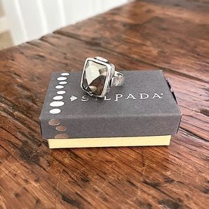 Silpada Sterling Silver Hematite Ring Size 6.5